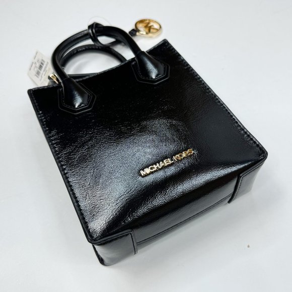 Michael Kors Mercer XS North South MINI Satchel Crossbody Bag Patent Black - Picture 4 of 10